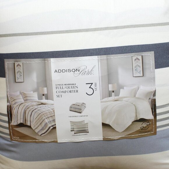 Addison Park Reversible 3-Piece Comforter Set Printed Blue Multi Full / Queen - Picture 3 of 9